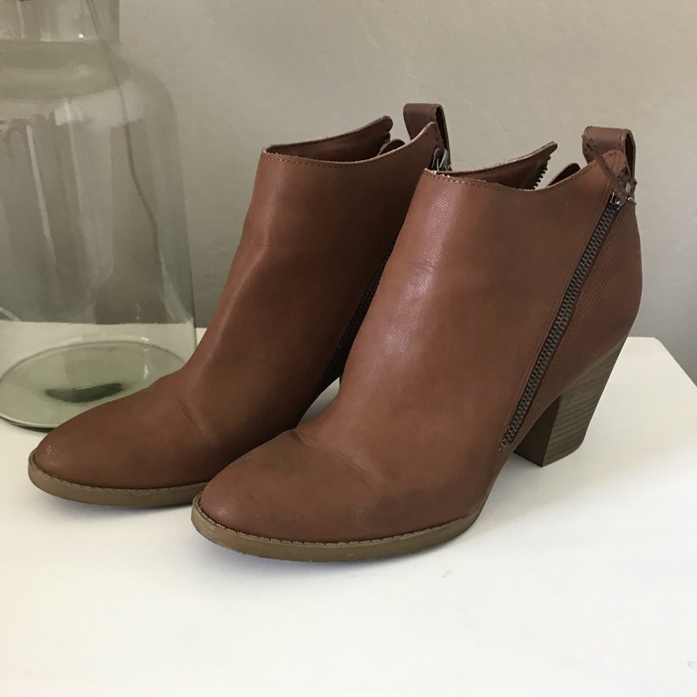 Brown leather ankle boots
